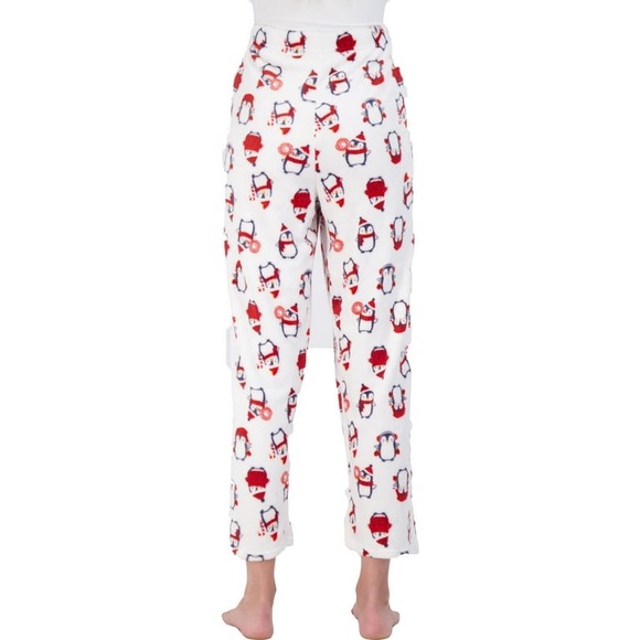 NWOT NYC Underground Women's Penguin Printed Plush Straight Leg Lounge Pants - Picture 3 of 7
